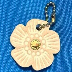 COACH FLORAL FLOWER / TEA ROSE HANG TAG CHARM BALL CHAIN CLASP KEYCHAIN HANDBAG